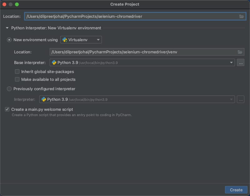 Selenium Chromedriver Python Pycharm
